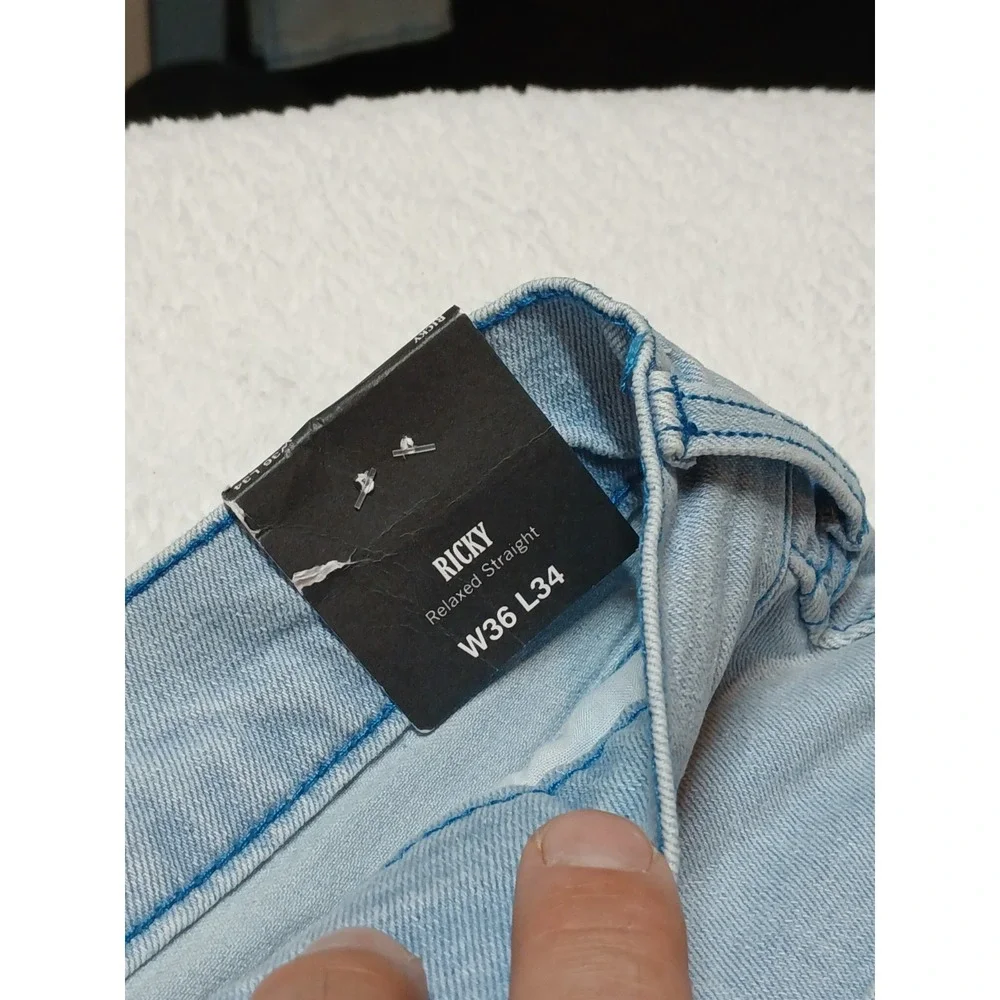 NWT True Religion Ricky SN Flap Straight Jeans Men's 36x34 Light Endless Wash
